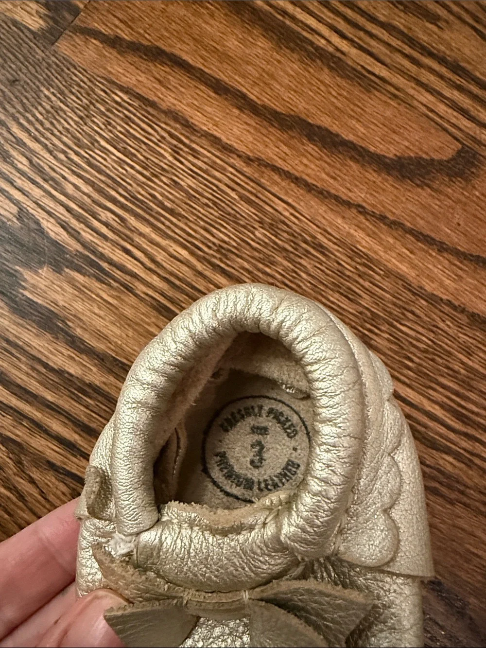 Freshly Picked Metallic Gold Bow Moccasins for Kids